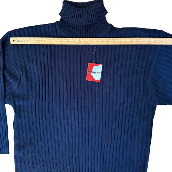 NWT Southpole 3XL Navy Blue Ribbed Turtleneck Sweater Oversized Tek-Spec Korea - Picture 3 of 11